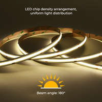 Bande LED COB à courant constant ultra longue en cuivre, 50 pieds (20m) 30m avec stabilisateur intégré, CRI>90, dimmable pour un éclairage fluide