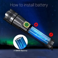 Outil d'extérieur lampe de poche forte lampe de poche led rechargeable 7200mah haute puissance lampe de poche led changeante