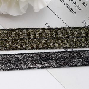 1.5cm 2.0cm vàng bạc kim loại Jacquard long lanh Webbing gấp đồ lót đàn hồi Foldover ban nhạc đàn hồi - Product Image 3