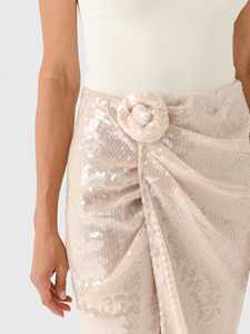 Falda casual de mujer con cintura natural, brillante, transpirable, con lentejuelas y nudo, con spandex. - Product Image 5