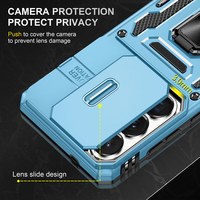 Étui de protection double couche en TPU et PC pour Samsung Galaxy S26 Ultra avec cache coulissant pour la protection de l'appareil photo et protection à 360° °   Support rotatif pour téléphone