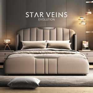 เตียงขนาดควีนไซส์คุณภาพสูงแบบอิตาลีเตียงหนังนุ่มมีกรอบไม้สำหรับเฟอร์นิเจอร์ห้องนอนหรูหราทันสมัย - Product Image 5