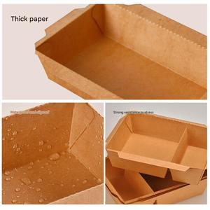 Factory Disposable 2 Compartment <b>Brown</b> Kraft Paper Meal Tray with Lid for Food Packaging Lunch <b>Box</b> Takeout Container - Product Image 2