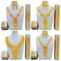 Parure de Bijoux de Dubaï pour Femme, Fine Chaîne Longue Arabe, Collier et Boucles d'Oreilles en Or Style Éthiopien Africain pour Fiançailles, Mariage et Tenue de Mariée