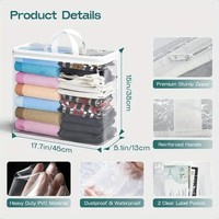 Sac de rangement transparent en PVC grande capacité pour vêtements, imperméable, pour salon, armoire, placard, sac de rangement pour couettes, outil magique
