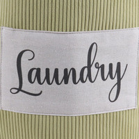 Panier à linge rond en velours côtelé vert sauge de luxe, écologique, avec poignées, panier de rangement en polyester