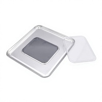 Couvercle rectangulaire en fer blanc avec fenêtre transparente pour boîtes à thé, emballages de boissons, logo personnalisé, artisanat