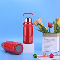 Bouteille isotherme à double paroi en acier inoxydable de 800 ml avec infuseur à thé intégré, poignée ergonomique, couvercle anti-fuite, pour boissons chaudes, utilisation en randonnée