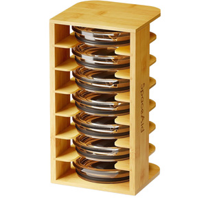 Organisateur de couvercles en bambou à 6 niveaux, étagère de rangement de cuisine multicouche, support de couvercles hermétiques sur pied - Product Image 5