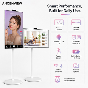 Pantalla Inteligente Inalámbrica Portátil <span class=keywords><strong>para</strong></span> Fitness en Casa y Cocina, Pantalla Táctil de 27 y 32 Pulgadas, Android 13, con Ruedas y Batería - Product Image 4
