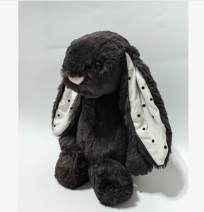 Peluche Coniglio Nero di Alta Qualità con Orecchie Lunghe e Morbide a Pois, Versione Limitata, con Base Appesantita - Product Image 2