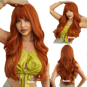 วิกผมยาวสีส้มแบบมี<span class=keywords><strong>หน้าม้า</strong></span> ลอนใหญ่ นุ่มฟู สไตล์บราซิลและเวียดนาม คุณภาพดี ราคาขายส่ง - Product Image 4
