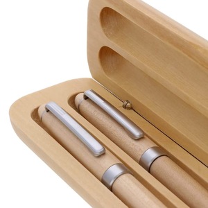 Wooden Flip Top <b>Pen</b> <b>Box</b> Double Slot Square Shape Engraved Gift Packaging For <b>Pen</b> Holders - Product Image 2