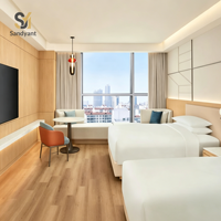 Fournisseur de projets de mobilier haut de gamme pour hôtels et résidences : Ensemble de lit king size en bois et meubles de chambre personnalisés pour coin salon