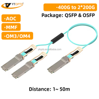 YTOPTO 400G QSFP 2x200G QSFP56 AOC Kabel Serat Optik Aktif 5G Kompatibel POE 100% Teruji /Arista Server Kepadatan Tinggi
