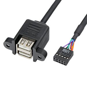 Dual Port Usb Female Connector Extension Cable 9 Pin To Dual Layer With Ear <b>Screw</b> Holes 30cm <b>Copper</b> Wire - Product Image 4