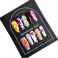 10 Uñas Postizas Hechas a Mano, Extra Largas, Tipo Ataúd, XL XXL XXXL, Cuadradas, Personalizadas, con Caja de Empaque