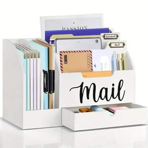 แฟ้มใส่เอกสาร กระดาษ แฟ้มเอกสาร กล่องเก็บของบนโต๊ะทำงาน กล่องจัดระเบียบลิ้นชัก กล่องจัดระเบียบเอกสารบนโต๊ะทำงาน วัสดุพีวีซี ไม้ พลาสติก ชั้นวางเก็บของ - Product Image 3