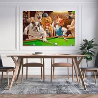 Chien jouant au billard peinture à l'huile photo affiche peinture décorative toile mur Art salon affiches chambre peinture
