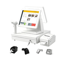 Caja Registradora POS de Doble Pantalla de 15.6 Pulgadas con Sistema Windows 10, Impresora Integrada de 58 mm / 80 mm, Bluetooth / WiFi para Comercio Minorista