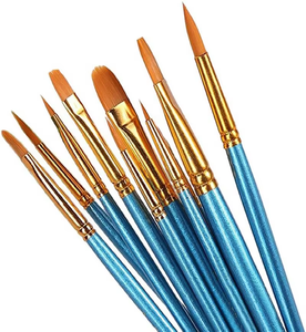 Набор акриловых кистей, 10 шт., с тонким нейлоновым ворсом, деревянная ручка, плоские кисти для акварели, акрила, масляной живописи, хит продаж - Product Image 4