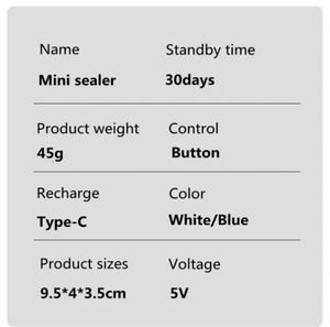 เครื่องซีลถุงพลาสติกแบบพกพาขนาดเล็ก ชาร์จไฟผ่าน USB พร้อมที่ตัดในตัว - Product Image 4