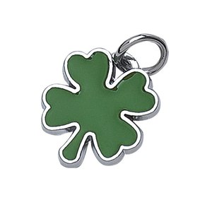 Ciondolo Quadrifoglio Verde in Argento Sterling 12mm, Charm Portafortuna per il Giorno di San Patrizio - Product Image 1