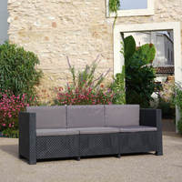 Canapé d'extérieur 3 places Diva Contemporary en polypropylène recyclé, résistant aux UV, en rotin PE, avec coussins en mousse haute densité pour un confort maximal