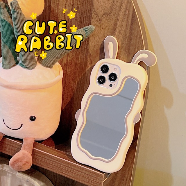 For Girls,Cute Cartoon Phone Case for iPhone 15 14 13 12 11 Series Mirror Makeup Mobile Covers