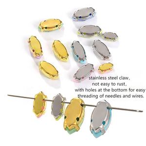 3D Glass Rhinestones protein Mocha màu navette Shape SEW-on kỹ thuật với kim loại Claw cho may trang trí - Product Image 3