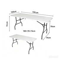 Table de pique-nique pliante légère en HDPE blanc avec structure en acier de 5 pieds, étanche, pour usage extérieur (entrée et villa) - Vente en gros usine