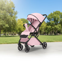 Poussette bébé pliable légère en coton pour nouveau-né, 2 en 1, cadre en acier inoxydable, couleur rose, fabrication OEM ODM en grande quantité