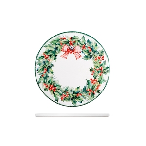 Sottopentola in Ceramica Natalizio con Ghirlanda, Decorazione per Tavola Festiva, Rotondo 8 Pollici - Product Image 1