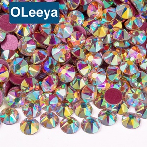 Oleeya - Cristales de Vidrio AB de 16 Facetas, Sin Fijación en Caliente, con Reverso Plano, para Decoración de Uñas, Zapatos, Bikinis, Vestidos y Manualidades - Product Image 1