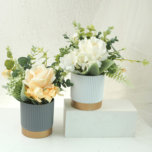 Decorative <b>Small</b> Artificial Flowers With Plastic <b>Pot</b> Simulated Potted Ornament Artificial Flowers With Plastic <b>Pot</b> - Product Image 1