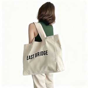Custom Letter Print East Bridge Casual <b>Canvas</b> Large Crossbody Shopping Bag with Shoulder Strap Brand Promotional <b>Box</b> Packaging - Product Image 2
