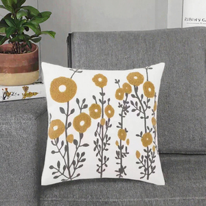 Housse de coussin carrée en coton brodé de fleurs vintage pour canapé, lit, hôtel, décoration intérieure - Product Image 3