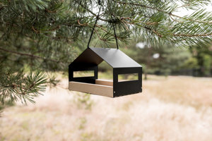 Oniya Modern büyük Metal kuş evi besleyici asılı vahşi kuş ahşap Yard ile birden yükseltilmiş besleyici yaban hayatı koruma açık - Product Image 5