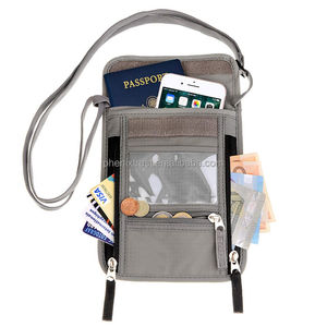 Portefeuille de voyage pour passeport en polyester imperméable RFID avec logo personnalisé, <span class=keywords><strong>pochette</strong></span> de cou et sangle réglable - Product Image 3