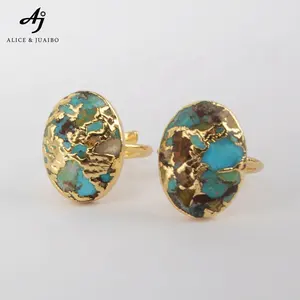 G1934 gold turquoise ring jewelry copper turquoise rings jewelry women