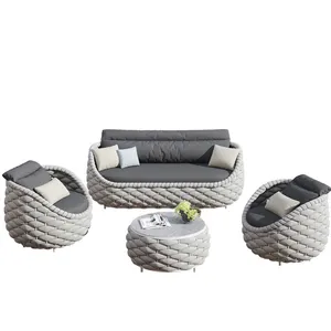 Wholesale Modern Rattan Garden Cushion Outdoor L Furniture Sets 4 Seater Patio Lounge Garden Sofa