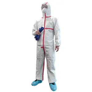 Ropa de trabajo industrial antiestática protectora química general con capucha de tela no tejida OEM ropa de mono desechable uniforme