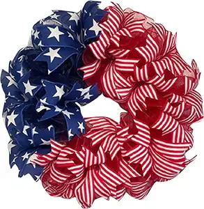 Summer Patriotic Independence Day Wreath Memorial Day Wreaths for Front Door Festival Celebration Farmhouse Wreaths All Season