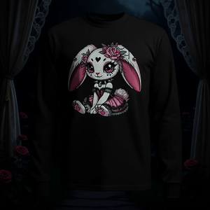 T-shirt gothique à manches longues avec corset en dentelle et roses - Product Image 3