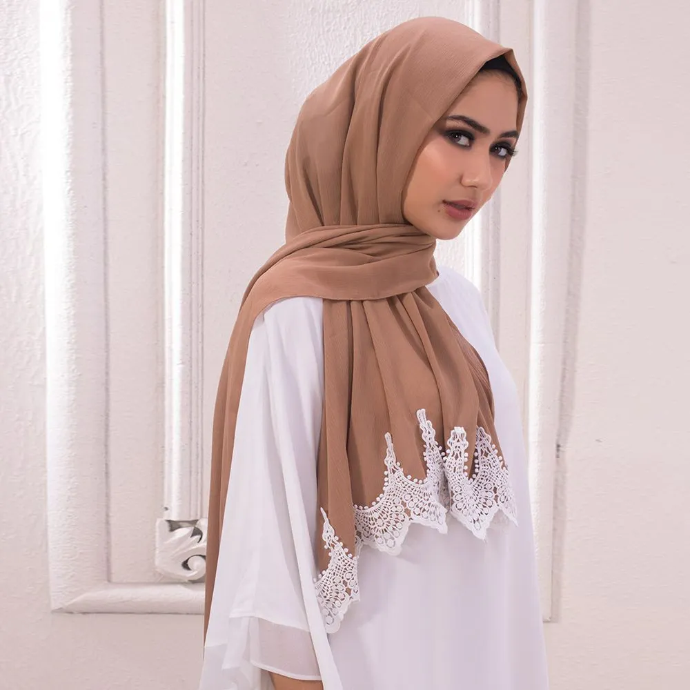 Groothandel Nieuwe Ontwerp Nieuwe Collectie Chiffon Hijab Sjaal Graceful Met Bloemen Voor Vrouwen Jurk