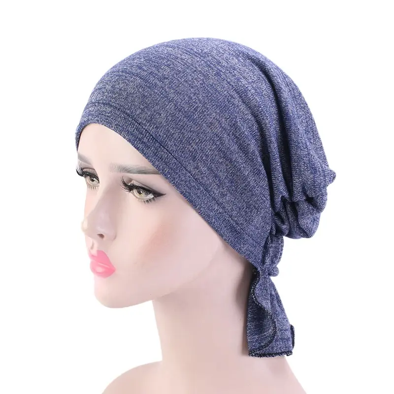 Hijab Elástico Cinta Elástica Pull-over Cap Cap Quimioterapia Cap Soft Nightcap Muçulmano Turbantes Para Senhoras