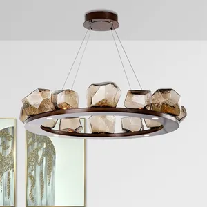 模型卧室个性天花板吊灯铜后现代玻璃北欧奢华简约发光二极管灯