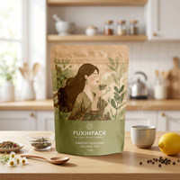 Sachet refermable personnalisé en papier kraft mat pour thé vert 100g, pochette à fermeture éclair robuste pour thé, emballage stand-up