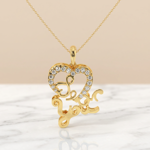 Pendentif en moissanite en forme de cœur doré avec inscription « Je t'aime » pour femme, cadeau romantique - Product Image 4