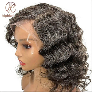 Stylish Salt Pepper Gray Remy Brazilian Lace Front Wig | Salon-Dyed for Lace Transparent Glueless <strong>Cap</strong> 13x4/13x6 Body <strong>Wave</strong> for - Product Image 5